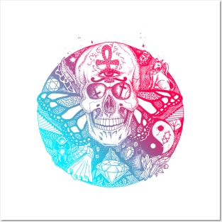 Dual Color Skull Circle of Humanity Posters and Art